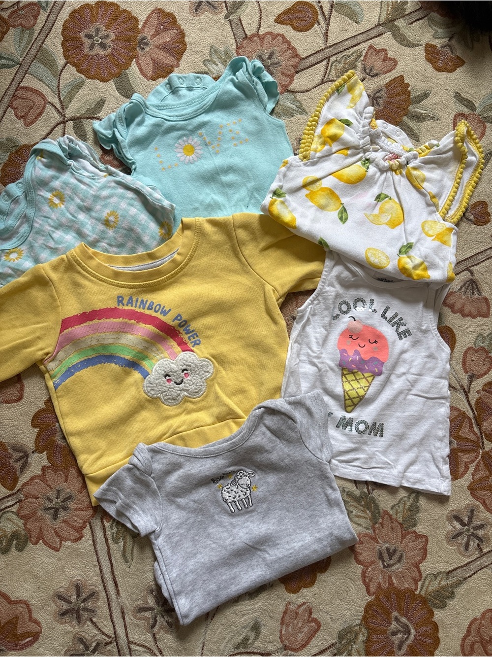 6 Piece Set: 3-6 Month Baby Girl, Sunshine Spring Summer Bundle
